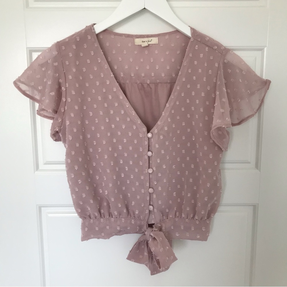 Sim & Sam // Women’s Swiss Dot Cropped Blouse